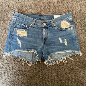 rag & bone Distressed Blue Denim Shorts